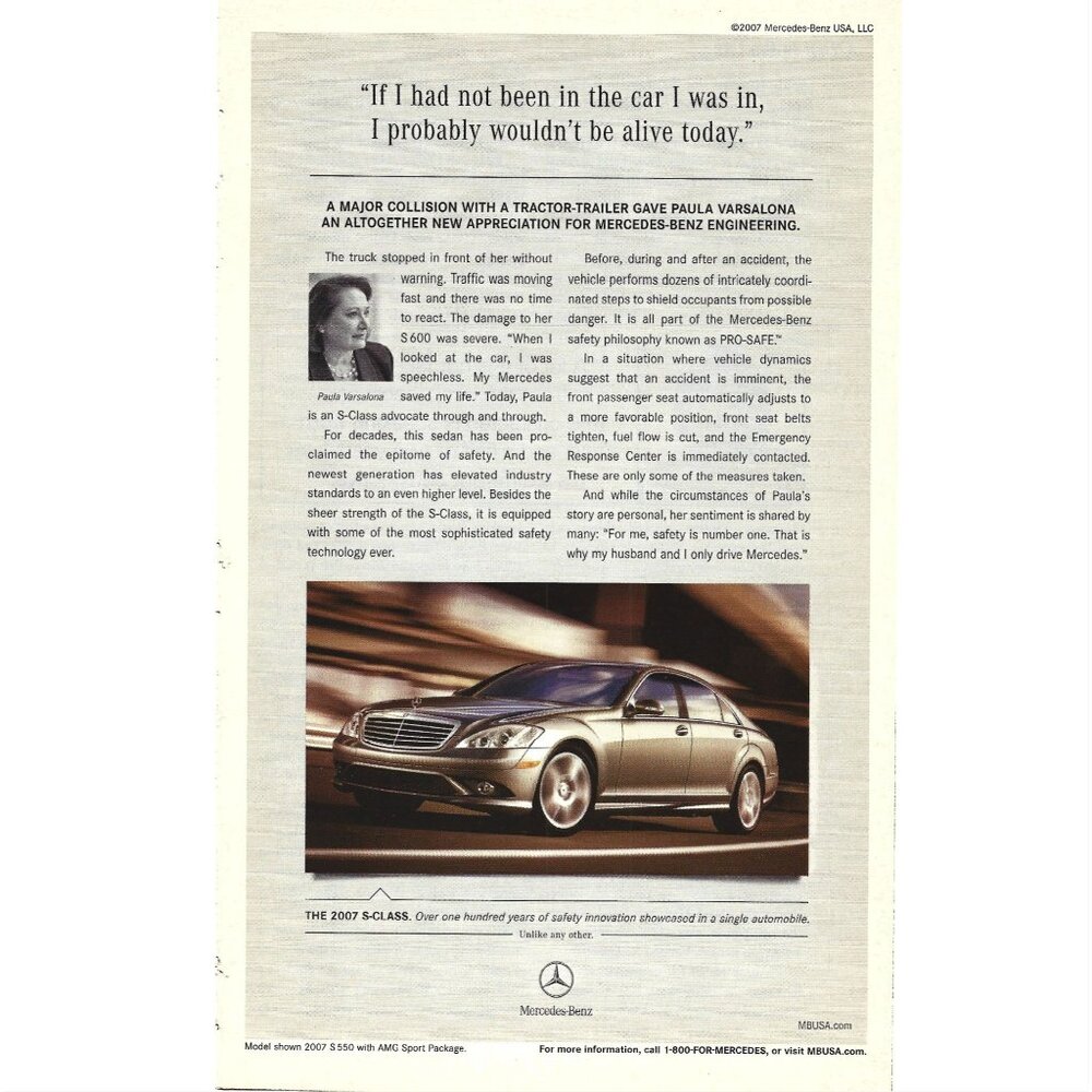 2007 S-Class Mercedes Benz Luxury Automobile 2000s Print Ad